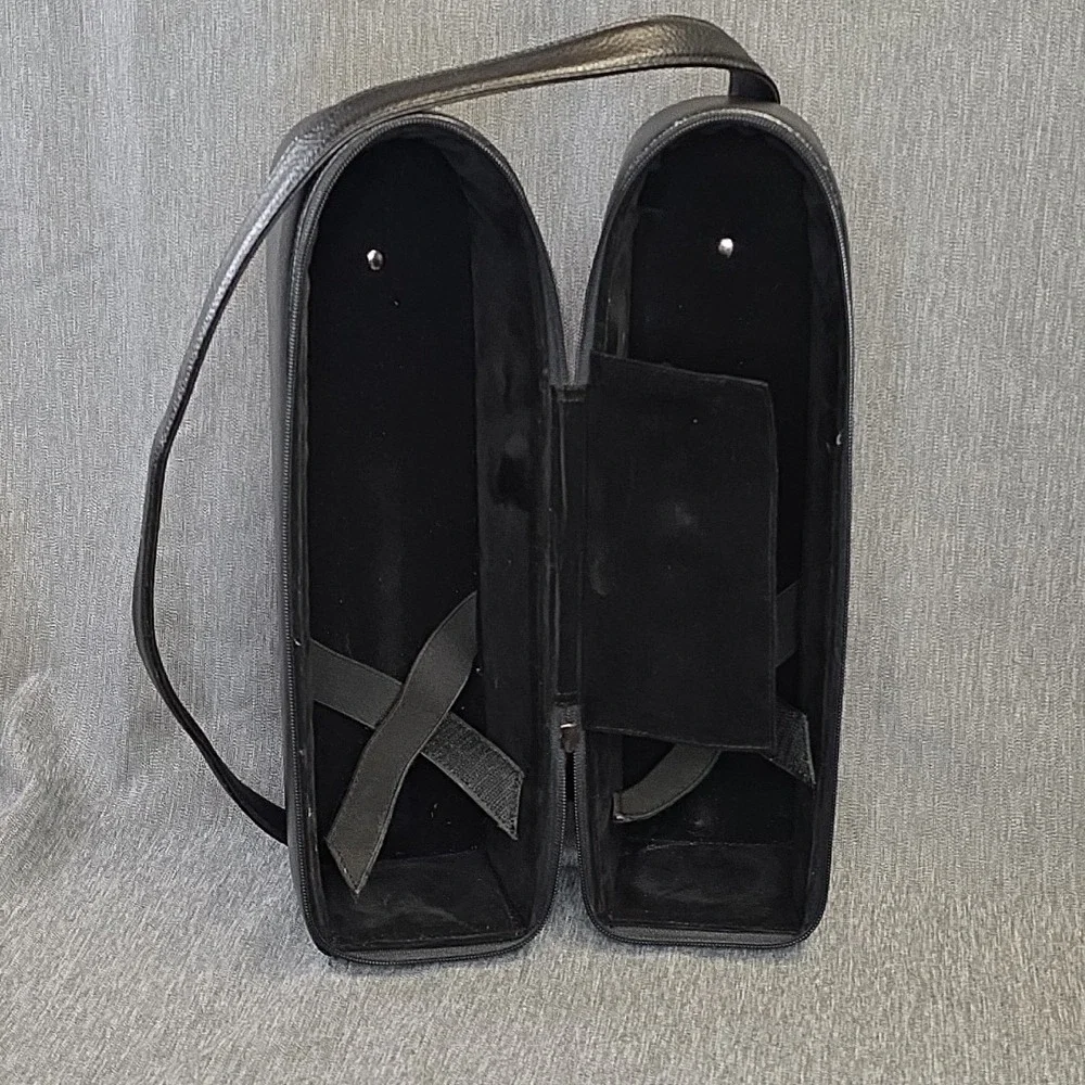 Vintage Leather And Velvet Double Wine‎ Bottle Carrying Case Classy Outing...